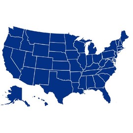 VWAQ United States of America Map Decal Wall Art US Country Map with 50 States Educational Sticker Large Decal (Blue)