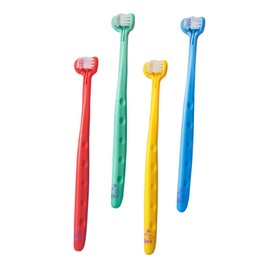 Outanaya 4pcs Ergonomic Three-sided Training Toothbrushes for Boy Girl Soft Bristles Oral Care Tools for Hygiene