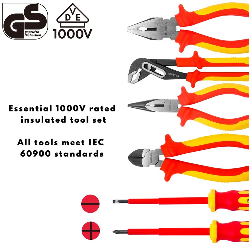 BILITOOLS Insulated Screwdriver & Pliers Set, 1000V Electrical Tools for