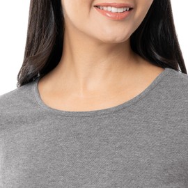 Fruit of the Loom Women's Sueded Jersey Crew Top and Fleece Pant Sleep Set, Heather Grey/Snowflake