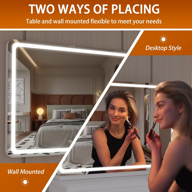 Hasipu Vanity Mirror with Lights, 28" x 20" LED Makeup