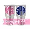Monogram Decal Stickers for Yeti, Your Choice of Color &