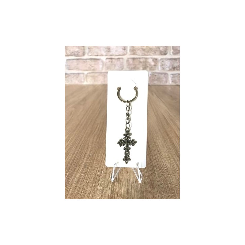 KEYRING - Cross Antique Bronze Plated. Split Ring. Key Ring.