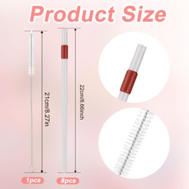 8pcs Replacement Straws for Owala with 1 Cleaning Brush, Reusable Plastic BPA-Free Straight Straws Replacement Parts Tumbler Accessories Compatible with Owala 24oz Stainless Steel Water Bottle (Gray)