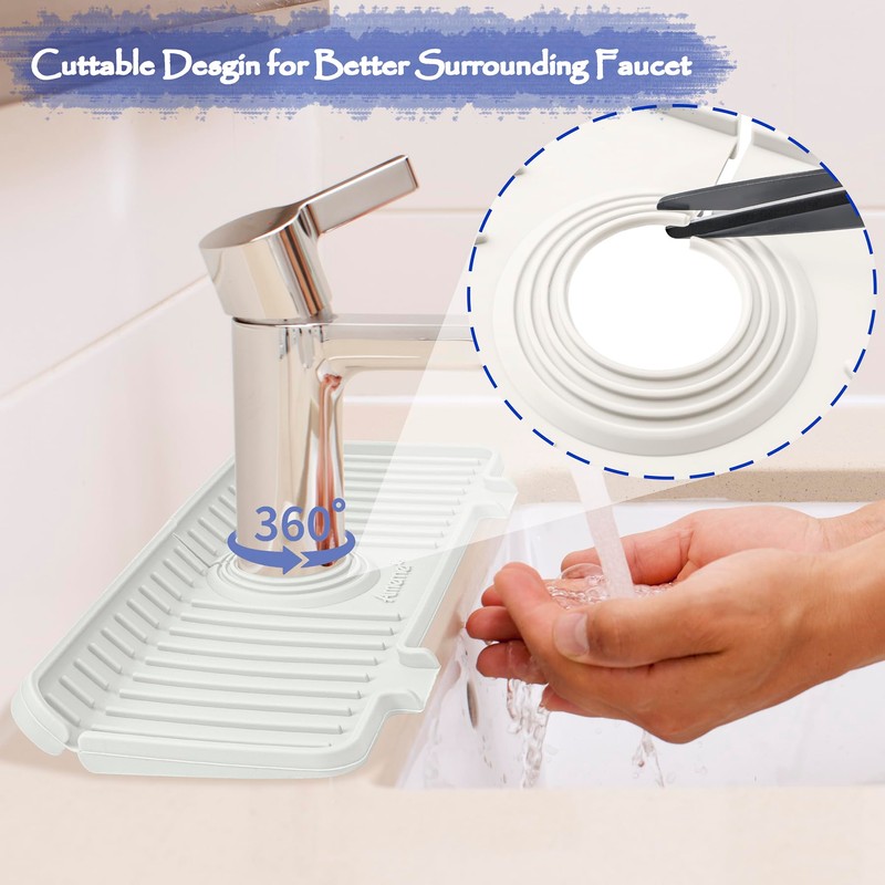 Amerner Kitchen Sink Splash Guard, Silicone Faucet Guard & Draining