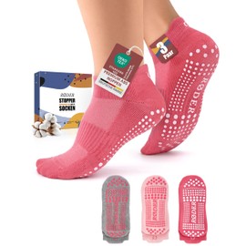 RØDER 3 Pairs of Stopper Socks Men & Women - Non-Slip Socks with Durable ABS Nubs - Yoga, Pilates & Barefoot Socks - Slippers & Gymnastics Socks Sizes 35-50, Pack 1, 35 - 38