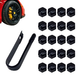 20 Pcs 17mm Wheel Nut Covers - Black 17mm Wheel Nut Caps Bolt Covers, Universal Fit, Including 16 Standard Ones & 4 Locking Ones with Removal Tool