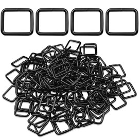 ELANE 60 PCS Metal Rectangle Ring,1 inch Webbing Belts Buckle Metal Rings for Belt Bags Keychains DIY Accessories Belts Dog Leash (Black)