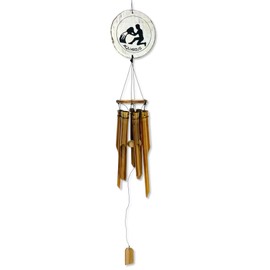 Zodiac Aquarius Bamboo Wind Chime - 41" Indoor Outdoor Hanging Home Décor