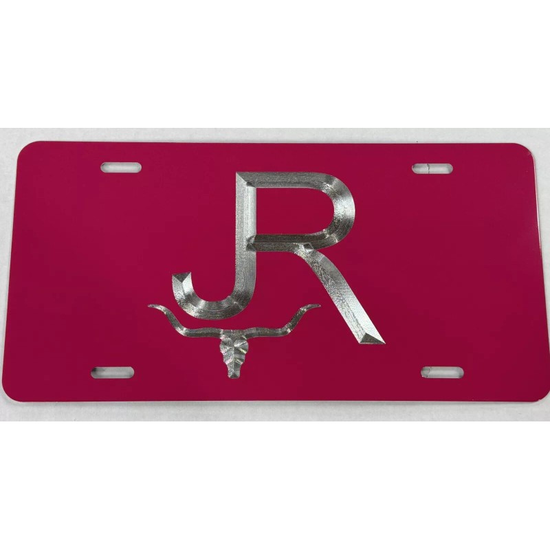 Diamond Etched Products Custom Cattle Ranch Brand Car Tag Diamond