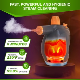 Gearwiz Handheld Steam Cleaner with Detergent Container – 1250W High-Pressure Multipurpose Steamer – Continuous Steam Lock, Large Tank, Safety Lock – for Home, Kitchen, Bathroom, Car Cleaning