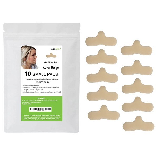 10 Pack CPAP Gel Nose Pads - Nasal Pads for CPAP Mask - CPAP Supplies for CPAP Machine - CPAP Cushions for Most Masks - Color Beige (Small)