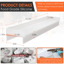Silicone Sink Edge Protector ＆Splash Guards, Upgrade Multifunction Sink Accessorie, Splash Guard For Bathtub Sink, Countertop Protectors For Kitchen Sink Stainless Steel, Granite, Quartz
