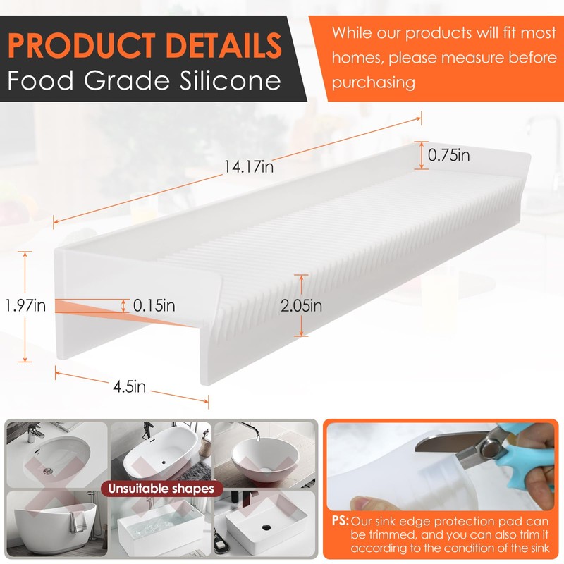Silicone Sink Edge Protector ＆Splash Guards, Upgrade Multifunction Sink Accessorie,