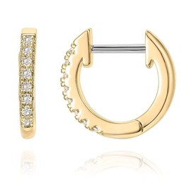 S925 Sterling Silver Huggie Hoop Earrings for Women - 14K Gold Plated Cubic Zirconia Huggies, Minimalist Thin Hoops, Hypoallergenic Small Hoop Earrings