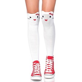 Leg Avenue One Size White Goodbye Kitty Knee High Socks