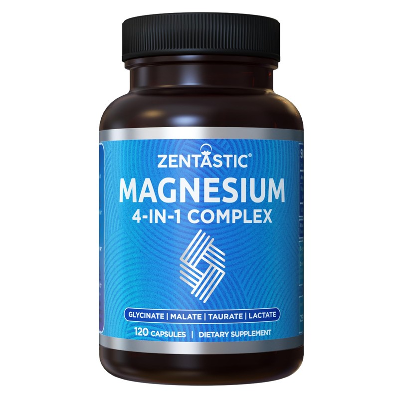 Zentastic Suplemento complejo de magnesio 4 en 1 glicinato, malato,