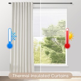 SHINELAND Kids Curtains 72 Inches Long Rideaux Occultants 2 Panneaux Thermal Blackout Noise Cancelling Curtains for Bedroom Living Room Linen Natural Back Tab Cream with Insulated Liners