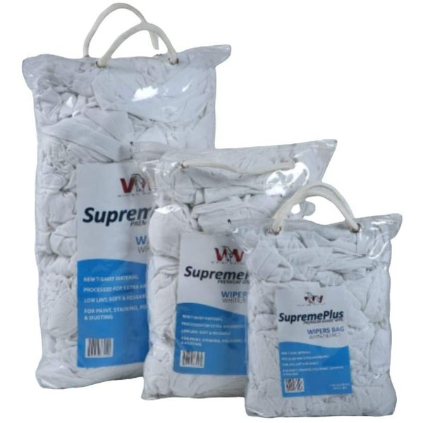 SupremePlus Premium White Knit Cotton T-Shirt Cloth Wiping Rags (1 Pound Bag)