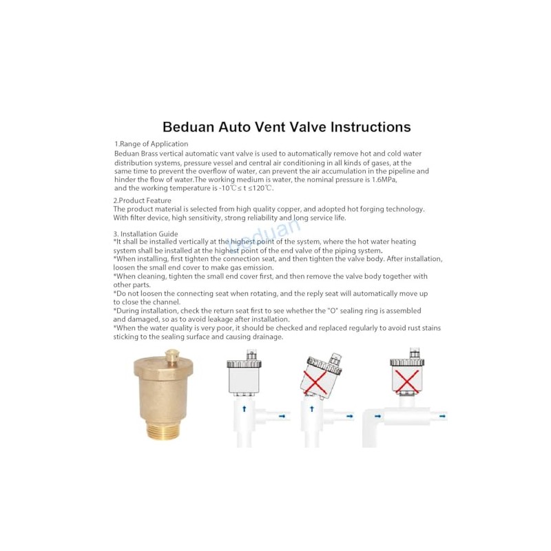 Beduan Brass 10500-VE Automatic Float Valve, 1/4" Male Thread Air
