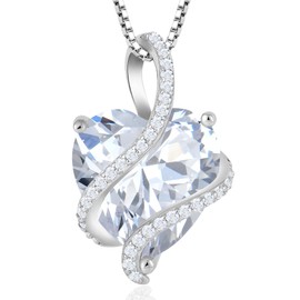 Vesitim Women's Heart Necklace 925 Sterling Silver Twisted Infinity Pendant 12MM Cubic Zirconia Jewelry