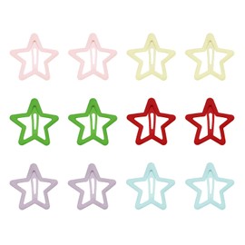 Penta Angel Star Hair Clips 12Pcs Large Metal Star Snap Hair Clips Hair Barrettes Decoration Accessories for Women Girls (Matte Color, 4.4 cm)