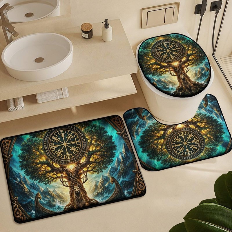 Tree of Life 4 Piece Shower Curtain Set Decorative Bathroom