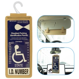 Yuoyar Portable Handicap Placard Holder for Auto - Ultra Transparent Handicapped Placard Holder Protector Hanger Sleeve - Placard Holder for Disability Parking (Off-White)