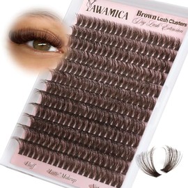 Extensiones de pestañas en racimo de color marrón oscuro, 80D, esponjosas y onduladas, rizadas D, de 0.35 a 0.70 pulgadas, pestañas individuales en ra