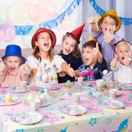 Unicorn Table Covers - 2 Pack Rainbow Unicorn Party Decorations 137 x 274cm Printed Plastic Tablecloth for Girls Birthday Baby Shower Unicorn Themed Party Supplies