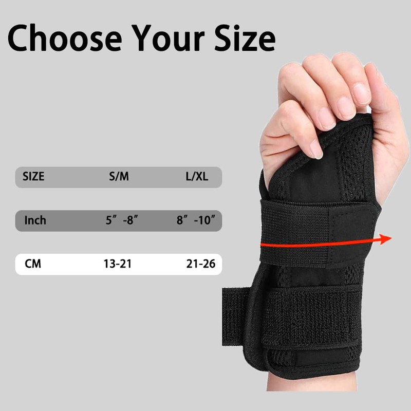 HYCOPROT Wrist Support with Metal Splint, Adjustable Breathable Wrist Splint,