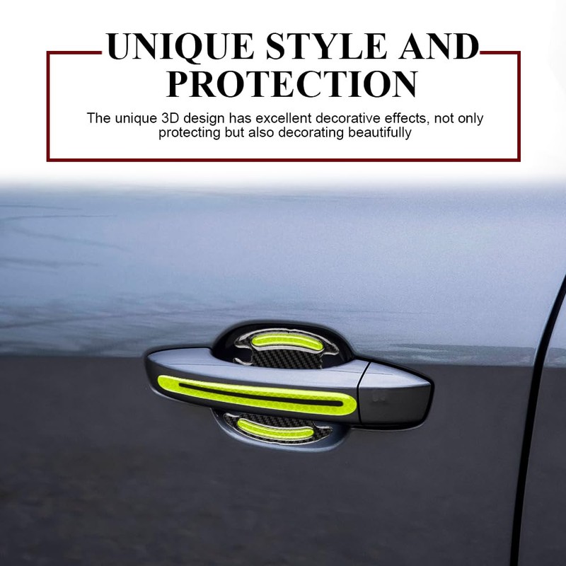 QZTYTY 8PCS Car Door Handle Protector Reflective Stickers, Universal 3D