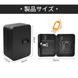 Winova Key Box, Wall Mounted, Dial Lock Key Storage Box, Dustproof, Anti-Theft, Rustproof, Key Case with Key Holder, Office, Warehouse, Entryway, Home Use, Black, Holds 20 Pieces