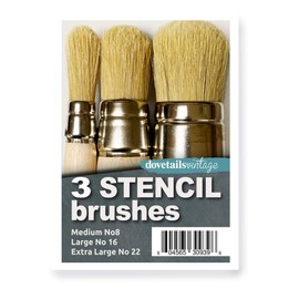 Dovetails Vintage 3 X Stencil Brush SET Sizes 8/16 / 22 mm Dome Topped Pure Bristle
