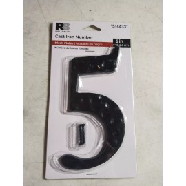 Reliabilt House Number RELIABILT 6" Cast Iron Number 5 ~ Black Finish #5144331