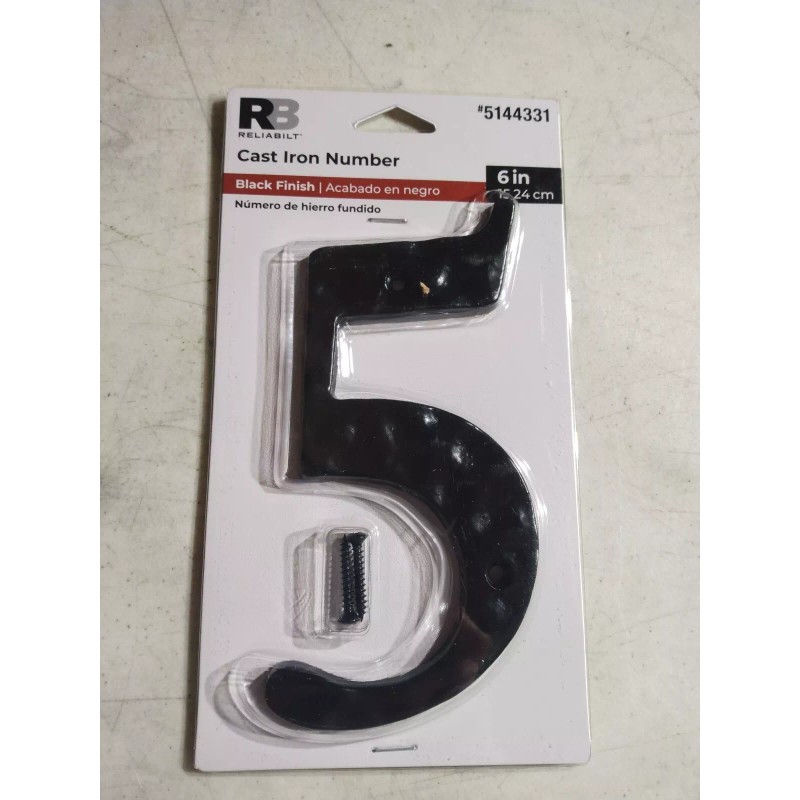 Reliabilt House Number RELIABILT 6" Cast Iron Number 5 ~