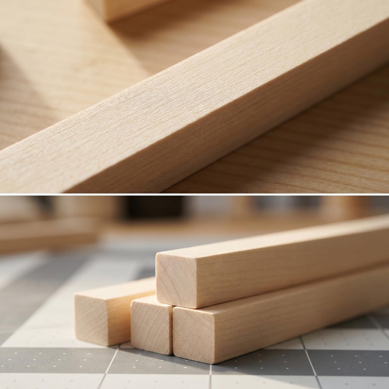 Barsha Space Balsa Wood Strips 80 Pcs, 1/4 x 1/4