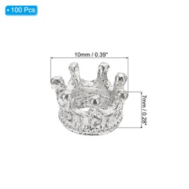 PATIKIL King Crown Charm, 100Pcs Metal Crown Beads Charm for Woman Necklace Earring Bracelet Jewelry Making and DIY Crafts, Light Silver