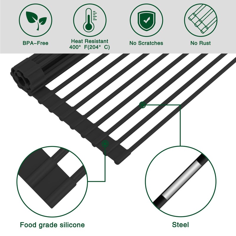 HANZENMA Roll Up Dish Drying Rack Over The Sink Kitchen