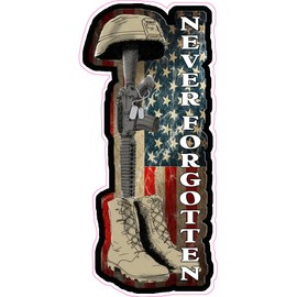 Battlefield Cross Never Forgotten Large Decal 14" x 6.5"