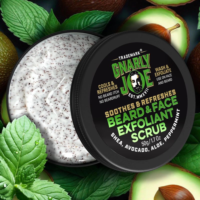 Gnarly Joe Refreshing Peppermint Beard and Face Exfoliant, Wash and