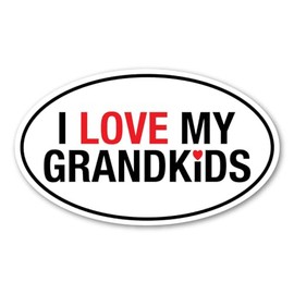 I Love My Grandkids Oval Sticker by Magnet America is 3.625" x 6.125" Made for Vehicles, Laptops, and Refrigerators