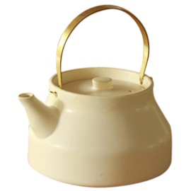 Kamoshita Tools Shop OR-60-126 Ceramic Kettle, 3.3 gal (1 L), Made in Japan, Small, Direct Fire, White, White