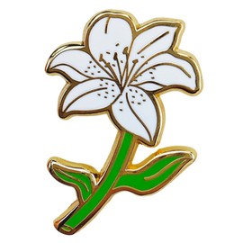 Vermegoint Enamel Pin,White Lily Lapel Pin,Emotion Support Brooch,DIY Decor Collection,Gift for Flower Lovers,Friends, Teens,Wife,Pin for Wedding,Birthday,Anniversary,Funeral,Social Charity Party