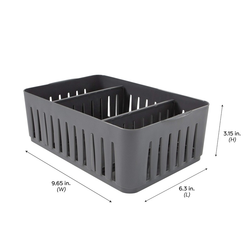 Simplify Cestino impilabile a 3 scomparti con divisori regolabili, organizer