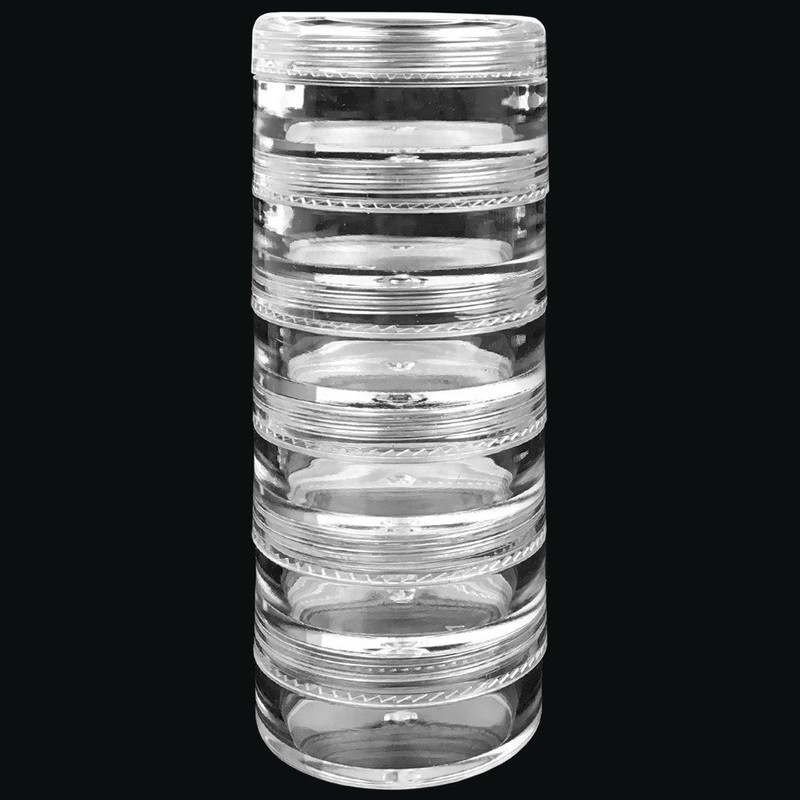 Beauticom® 5G/5ML Empty Round Transparent Stackable Plastic Embellishment Bead Glitter