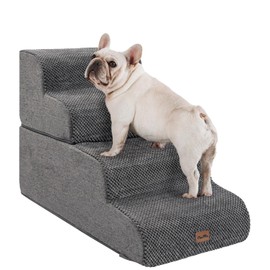 Made4Pets Dog Stairs Ramp for Bed, 4-Step Dog Steps for High Bed Couch Sofa Climbing, 35D Foam Pet Steps for Small Dogs and Cats, Non-Slip Bottom Pet Stairs, Grey
