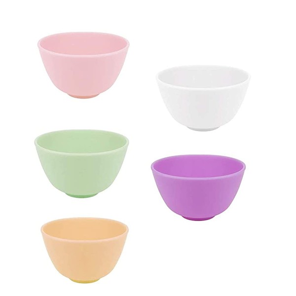 Lokusel 5Pcs 3.3Inch Multi-color Silicone Bowl Facial Mask Mixing Bowl DIY Mix Bowl for Home Use,Facial Mask, Mud Mask and Other Skincare Products(8.5 x 5 cm)