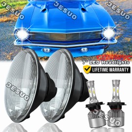JESUO For 1967-1972 Chevy C10 Pair 7inch LED Headlights Round DOT Approved Hi Low Lamp
