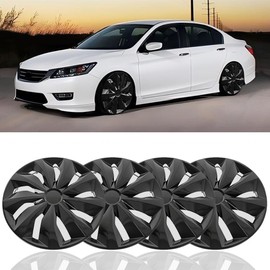 DREAMIZER Glossy Black 15" Hubcaps Replacement,4Pcs Universal R15 Hub Caps 15inch Wheel Rim Cover Exterior Accessories Snap On Car Truck SUV